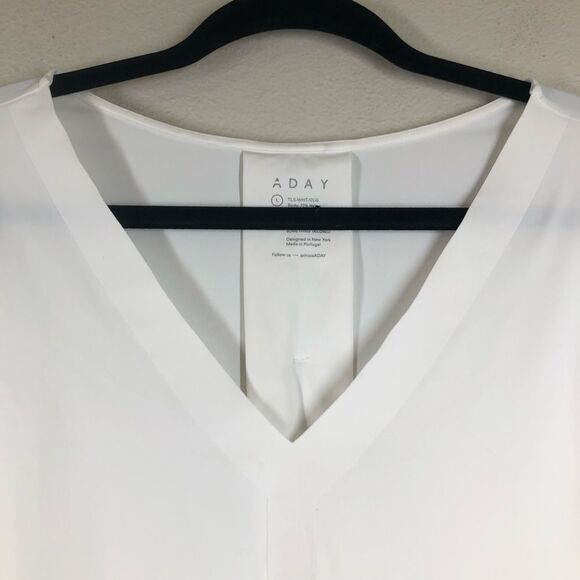 ADAY Something Tailored Shirt Minimalist Quiet Luxury Women's Dress Shirt Large - Picture 2 of 8